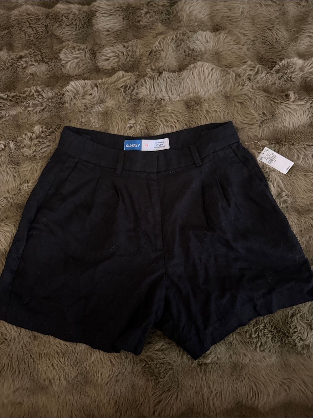 NWT Old Navy Black Linen Feel Women's High-Waist Shorts Size XS